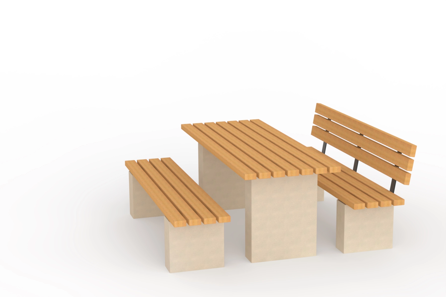 Table pique-nique accessible en bois et béton massif pour parcs et espaces publics urbains