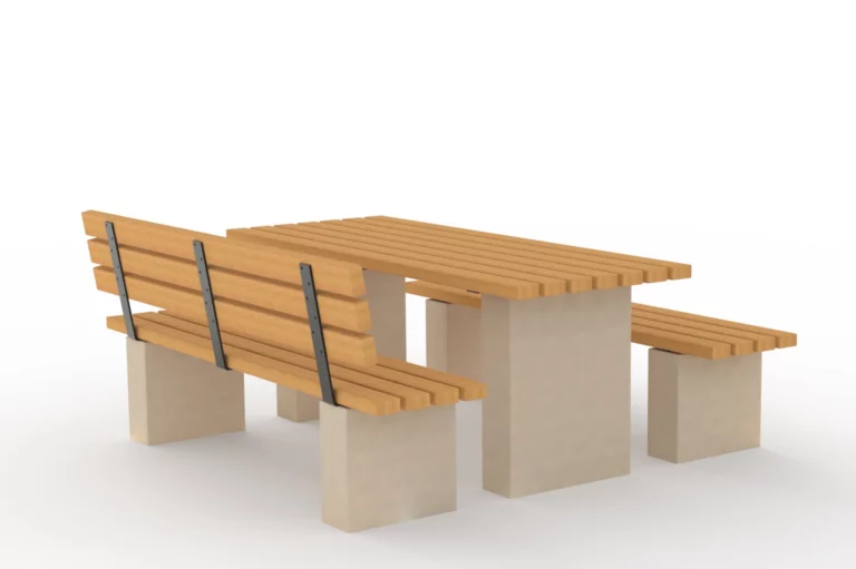 Table de parc moderne en béton massif et bois pour aménagement urbain