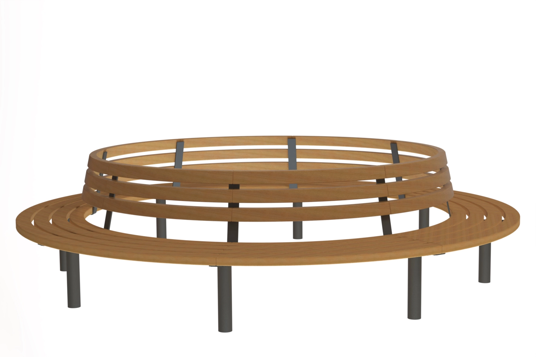 Banc circulaire Tibia sans dossier en cercle complet pour parc ou place publique