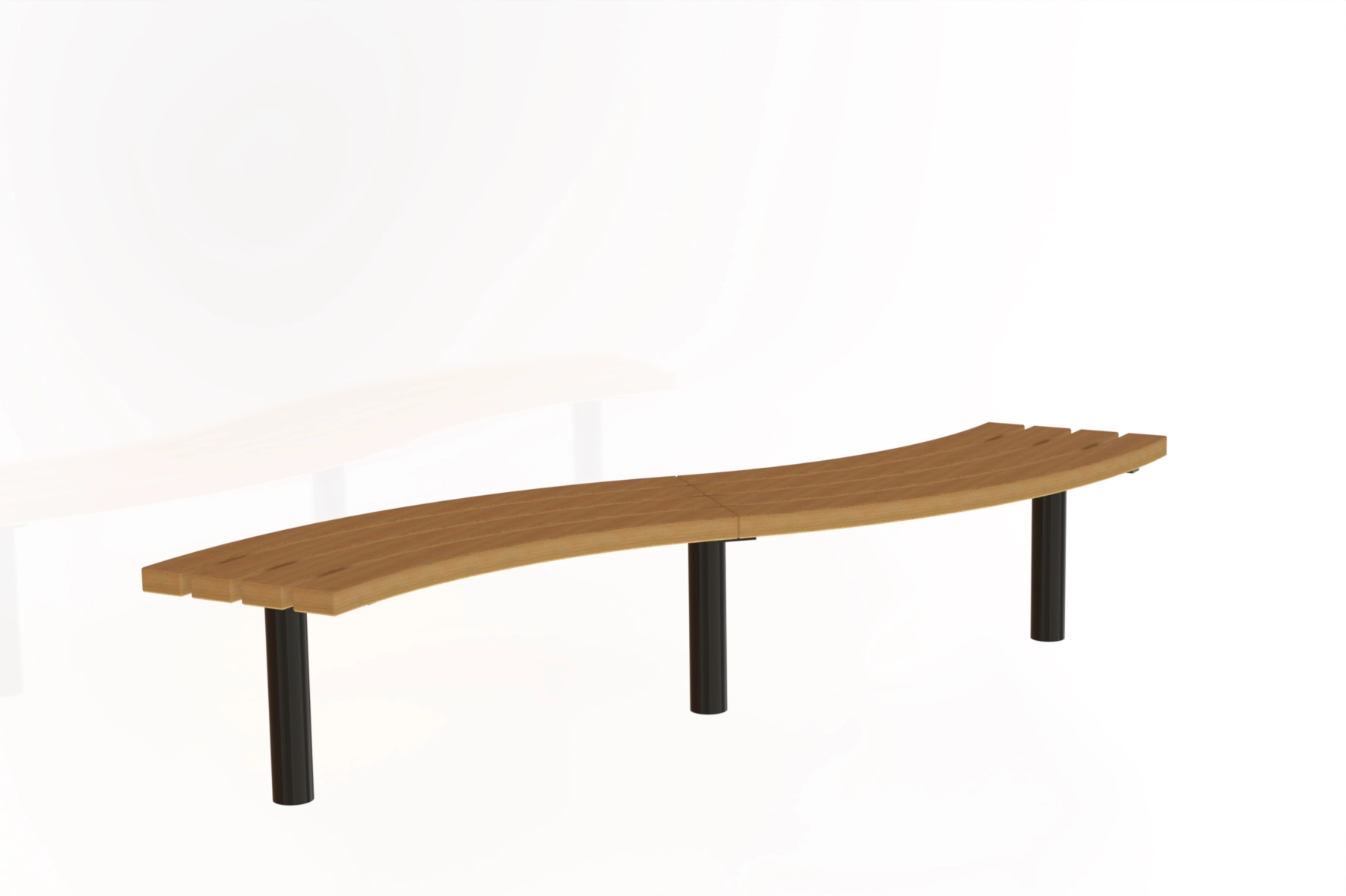 Module demi-circulaire du banc Tibia en bois et acier pour aménagement extérieur