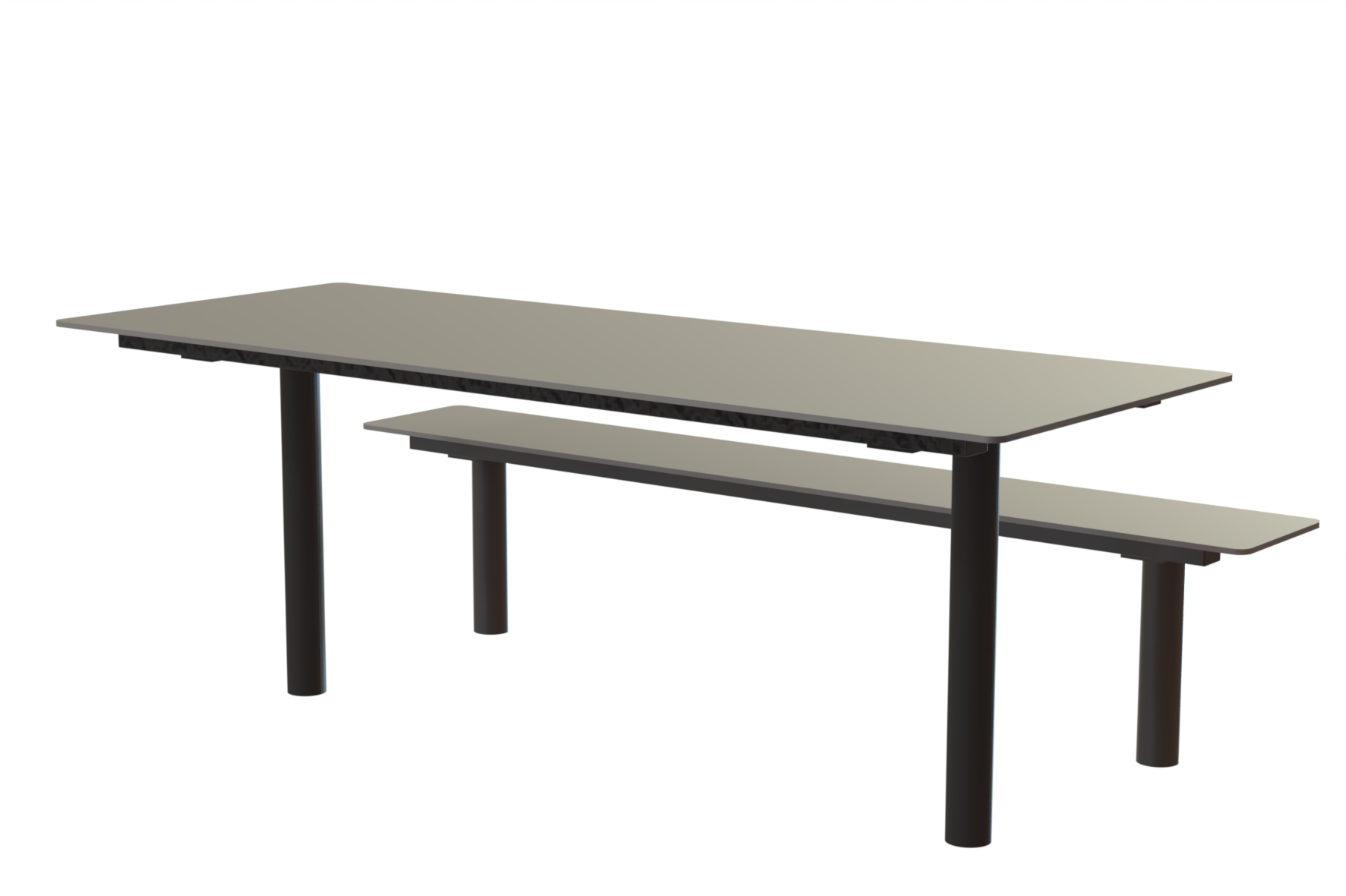 Table Tibia HPL combinée avec banc pour espace public, idéale pour pique-nique