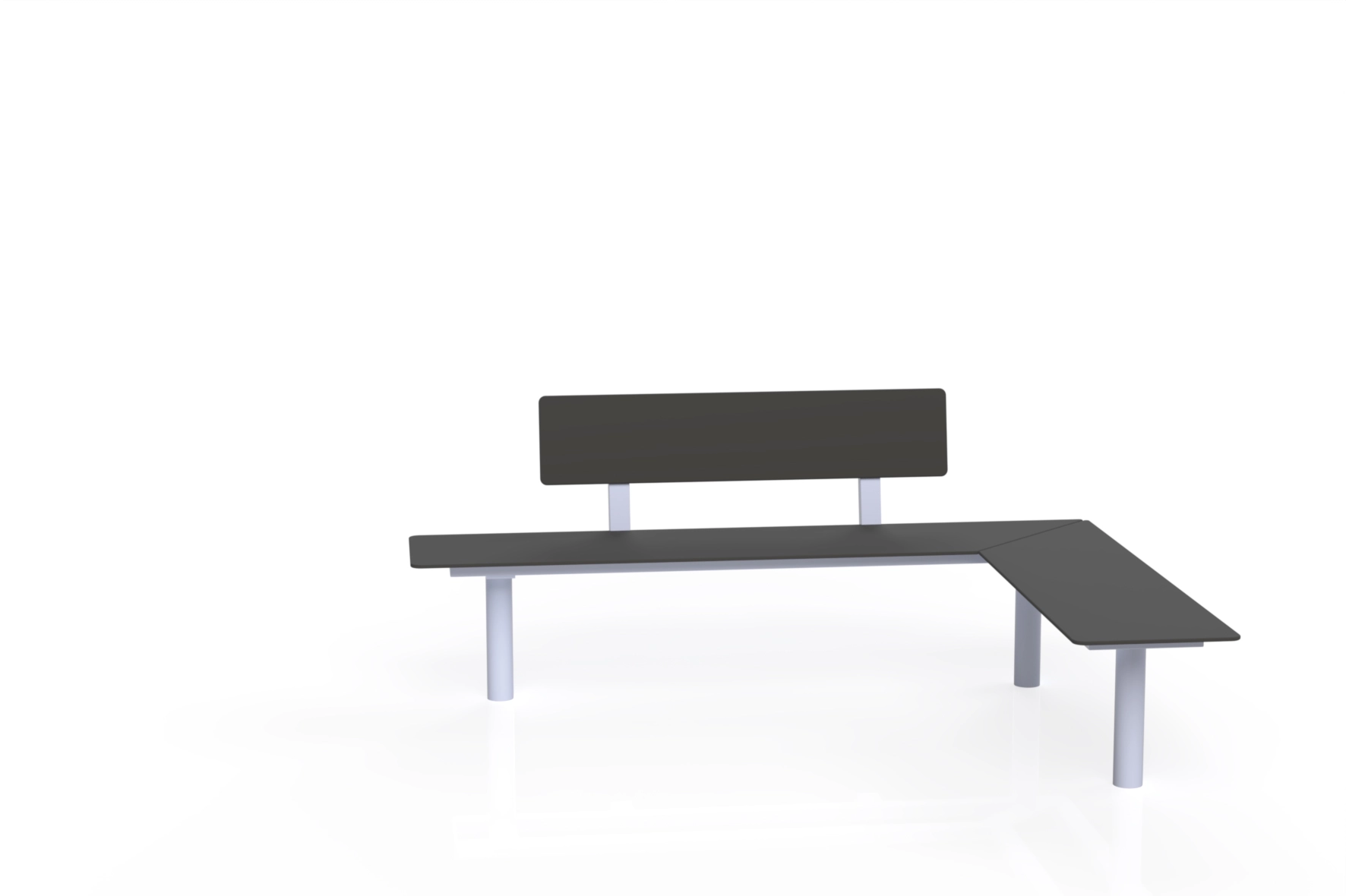Banc d’angle Tabia HPL modulaire avec dossier en acier et HPL pour extérieur