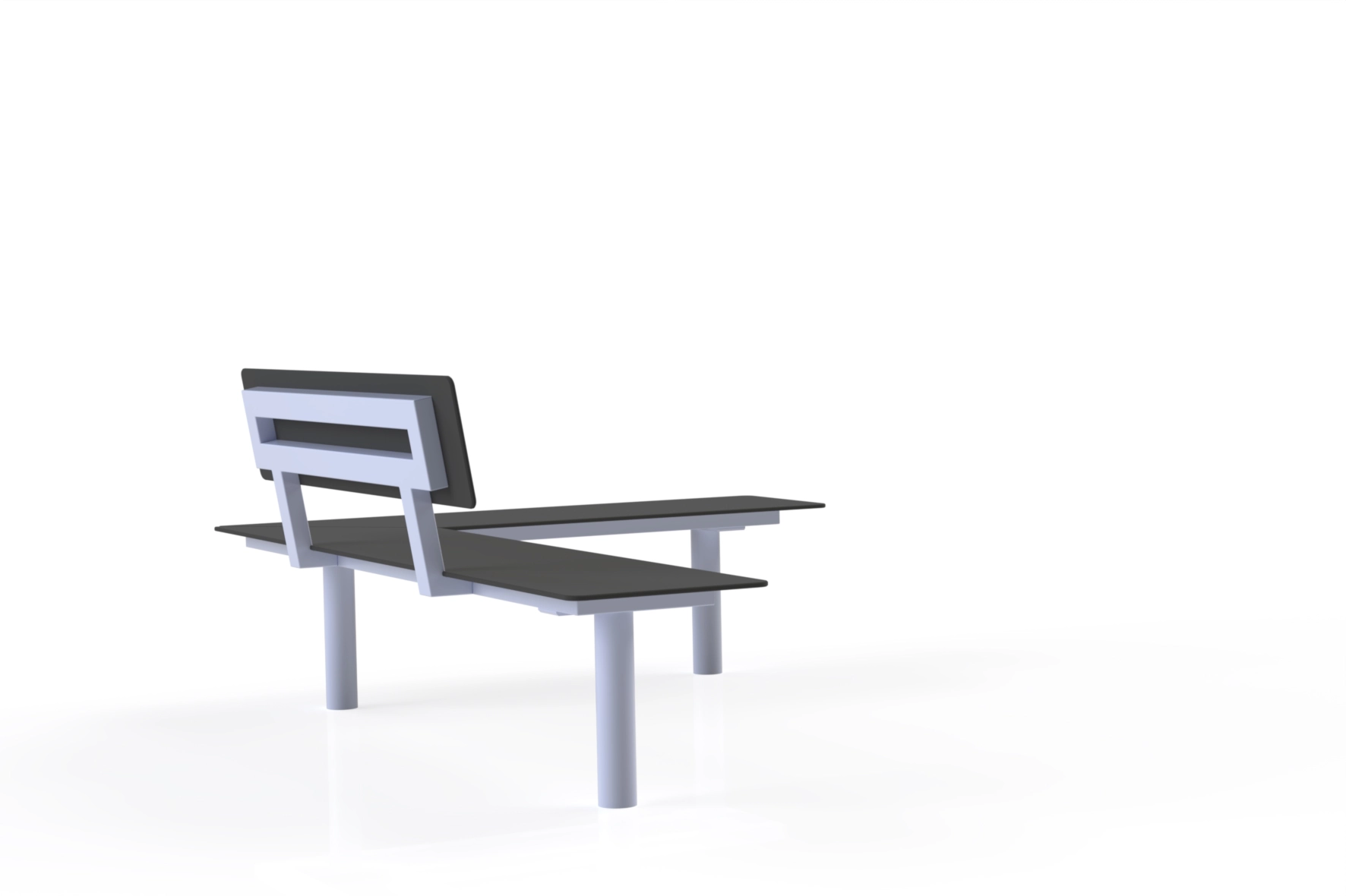 Banc d’angle Tabia HPL sans dossier avec assise en HPL et pieds en acier