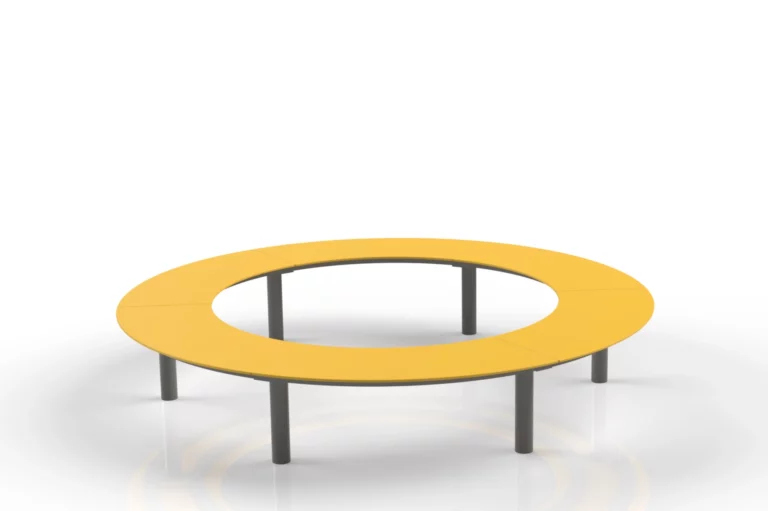 Banc circulaire Tibia HPL avec assise colorée en stratifié HPL