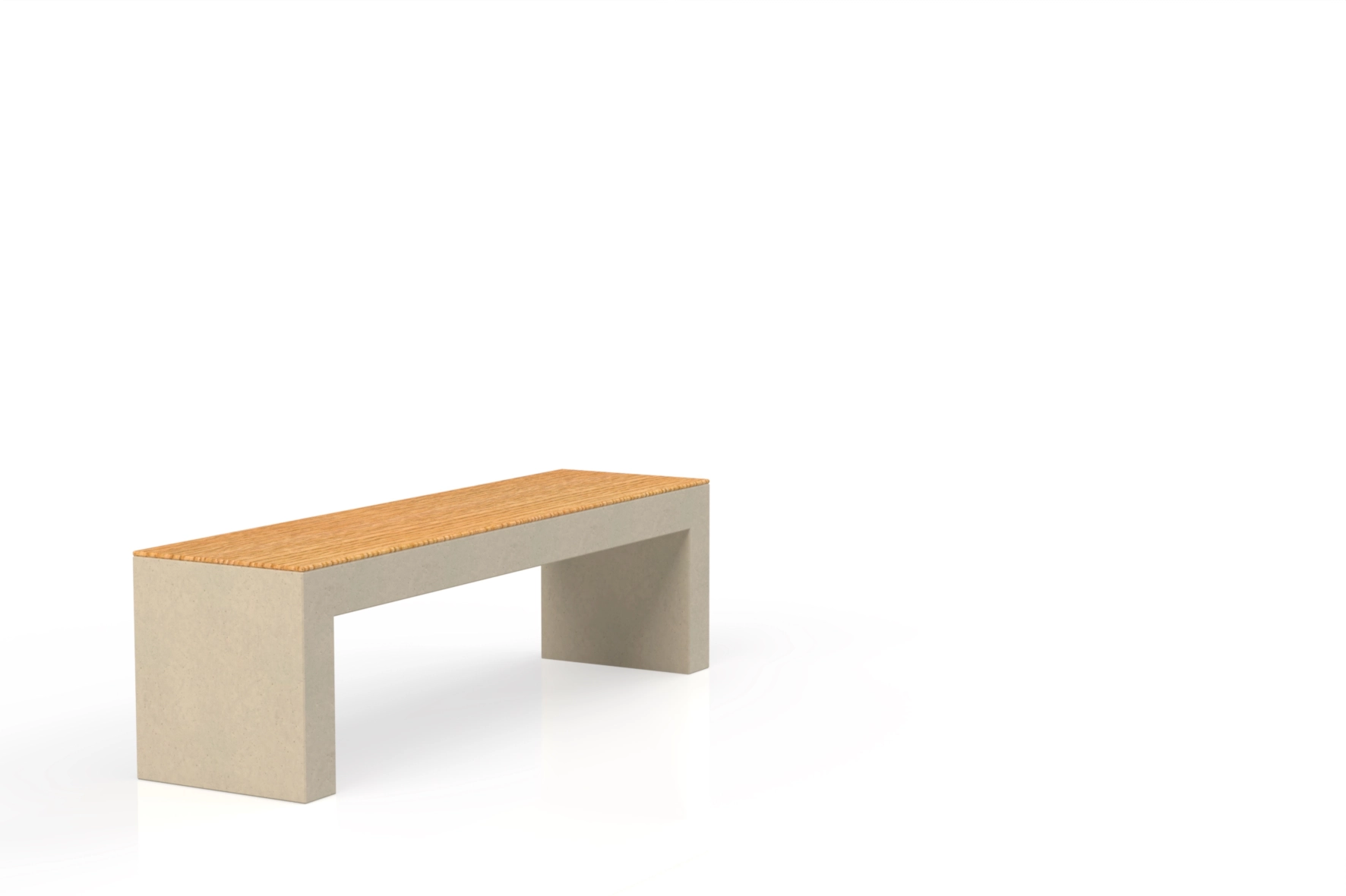 Banc massif en béton avec assise en HPL pour espace extérieur