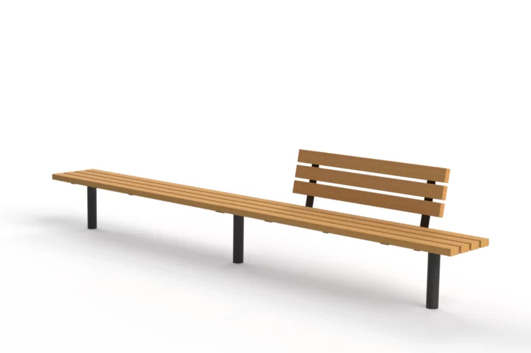Banc modulaire Tabia en acier et bois pour espaces publics