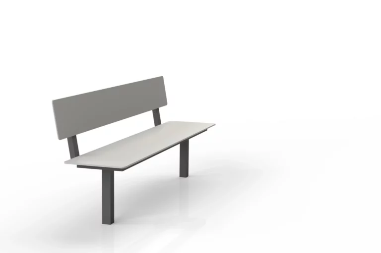 Vue produit du banc Tibia avec assise et dossier en HPL