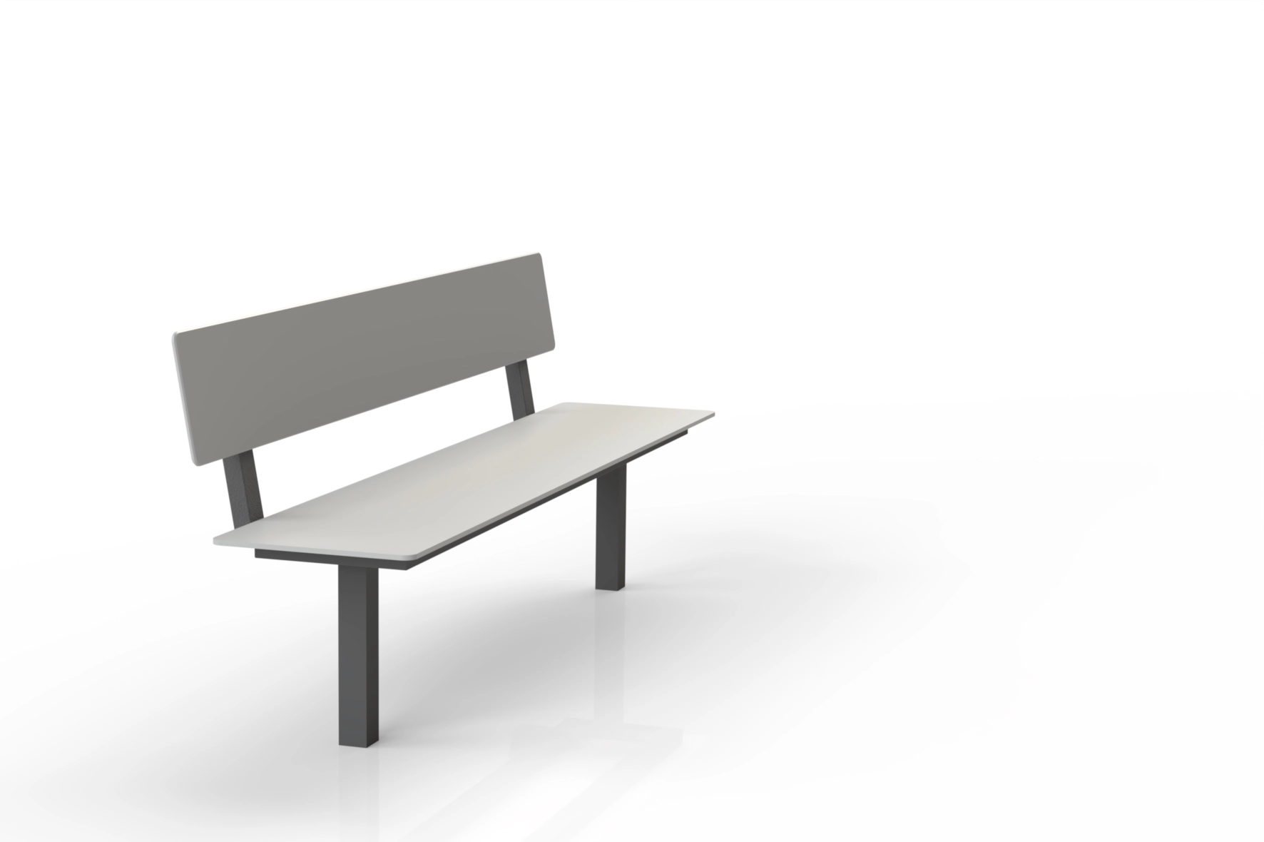 Vue produit du banc Tibia avec assise et dossier en HPL