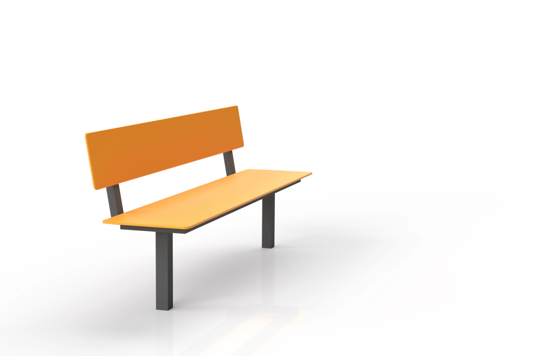 Banc Tibia avec assise et dossier en HPL coloré