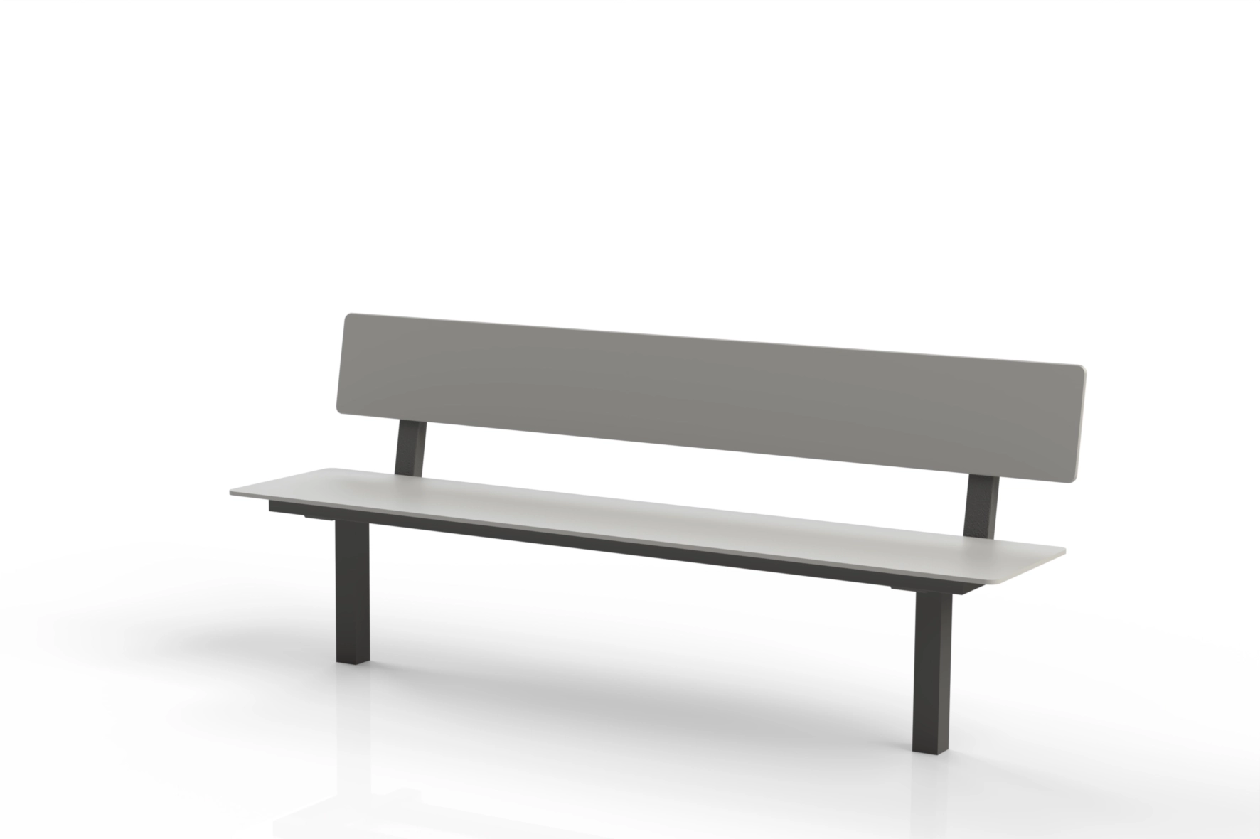 Banc Tibia avec assise et dossier en HPL coloris gris