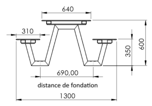 Dimensions de la table de pique-nique pour enfants Frigus HPL Kids