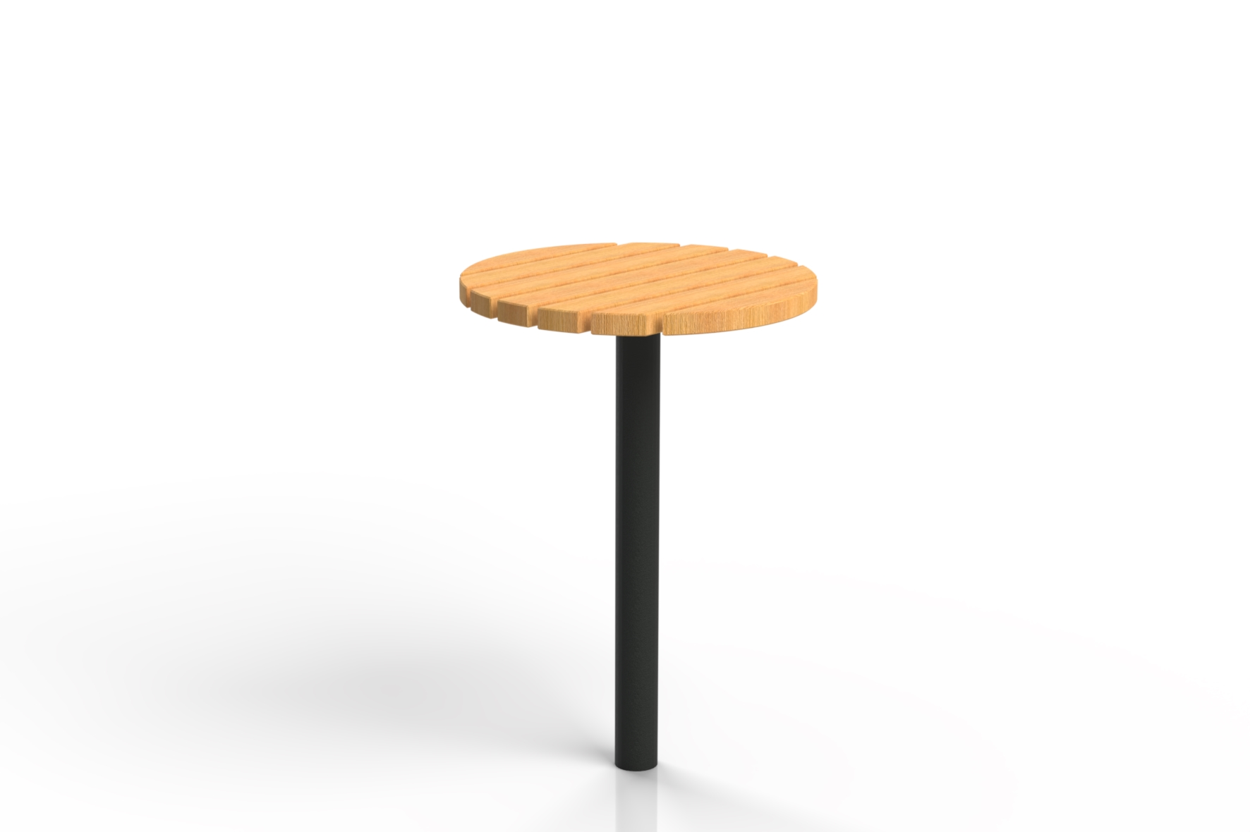 Table haute ronde mange-debout Tabia avec plateau en bois et pied en acier