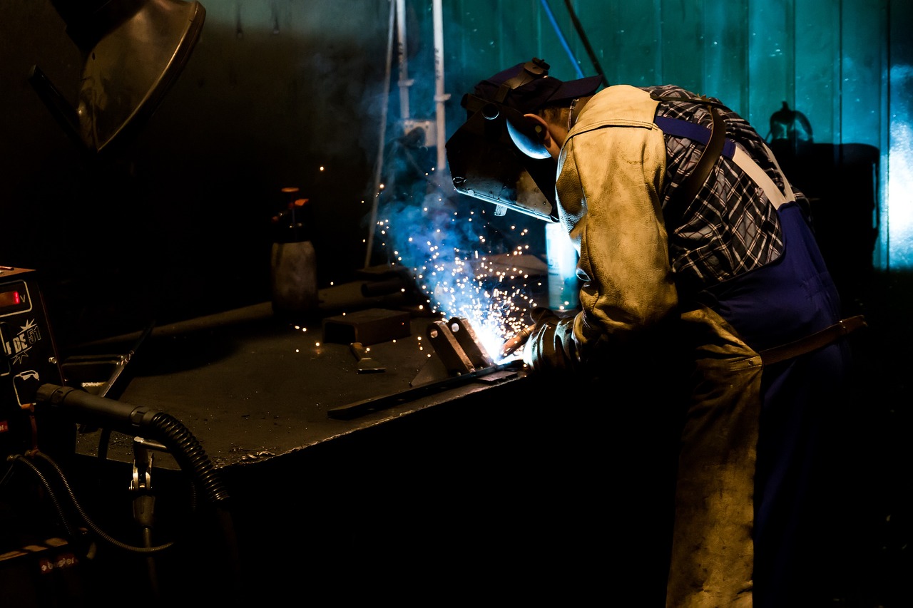 Welding work in the metal workshop
