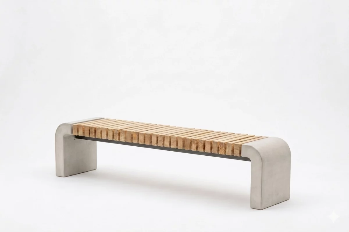 Sitzbank Rotundatus mit abgerundeten Füßen aus Beton