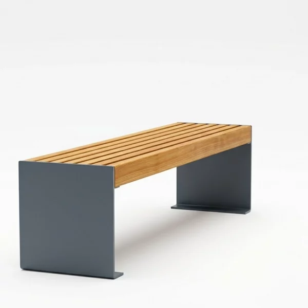 Sitzbank Metallum II mit Metallfüßen und Holzauflage