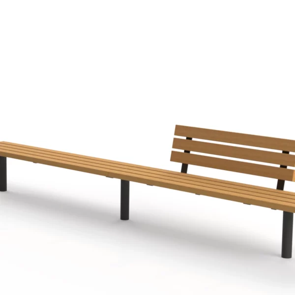 Modulare Reihenbank Tibia aus Stahl und Holz für öffentliche Räume