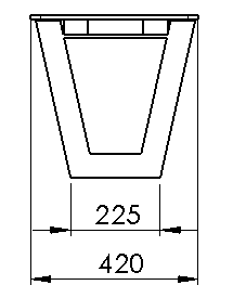 Sitzbank Frigus HPL Skizze - Seitenansicht 2