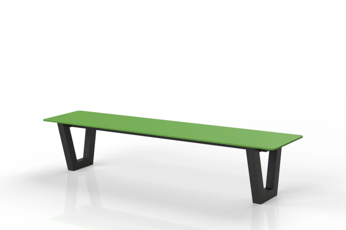 Gartenbank Frigus aus Metall und Stahl mit wetterfester HPL-Sitzfläche