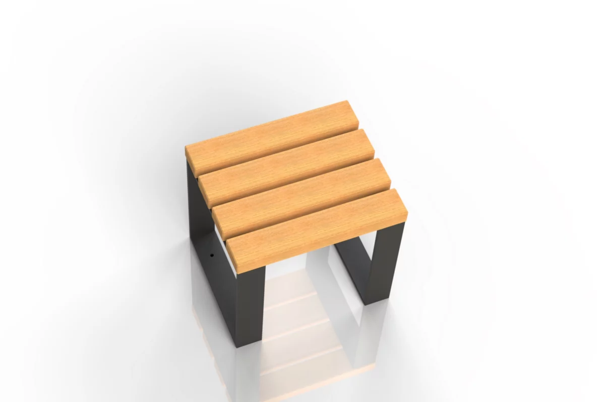 Gartenhocker Nobilis aus Holz mit Stahlgestell ohne Lehne