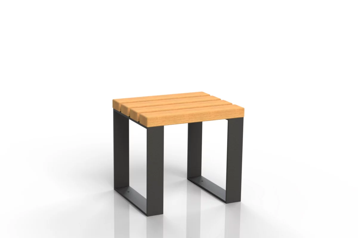 Moderner Nobilis Gartenhocker aus Holz auf stabilem Stahlgestell