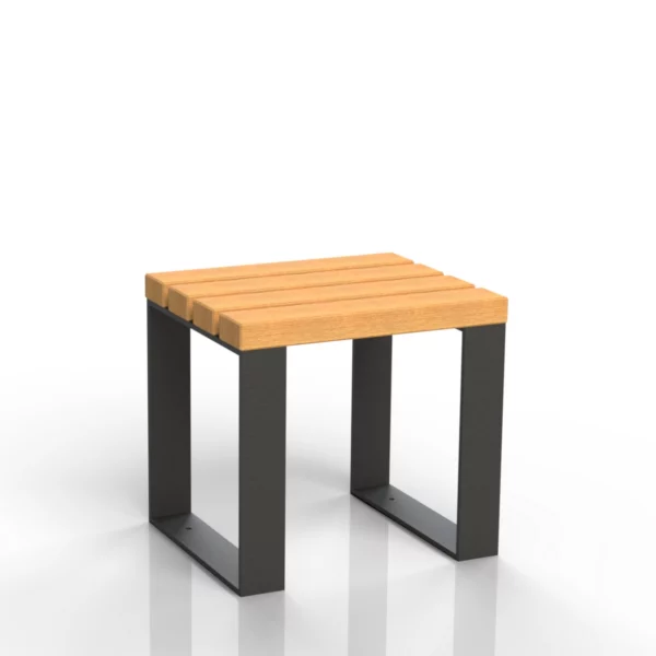 Moderner Nobilis Gartenhocker aus Holz auf stabilem Stahlgestell