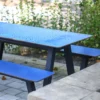 Moderner Gartentisch mit Bänken, wetterfestes HPL-Material für Sitzgruppe im Freien