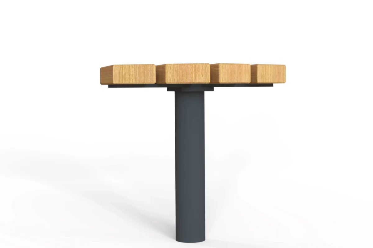 Hocker Tibia mit massiver Holzsitzfläche für Außenbereiche