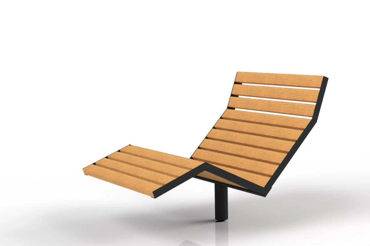 Seitenansicht der drehbaren Liegebank Silentia