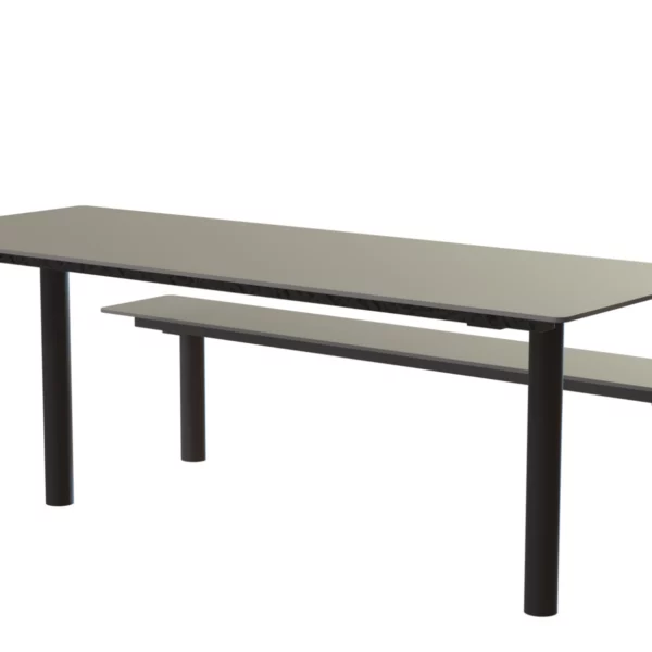 Tisch Tibia HPL kombiniert mit Sitzbank für öffentlichen Raum