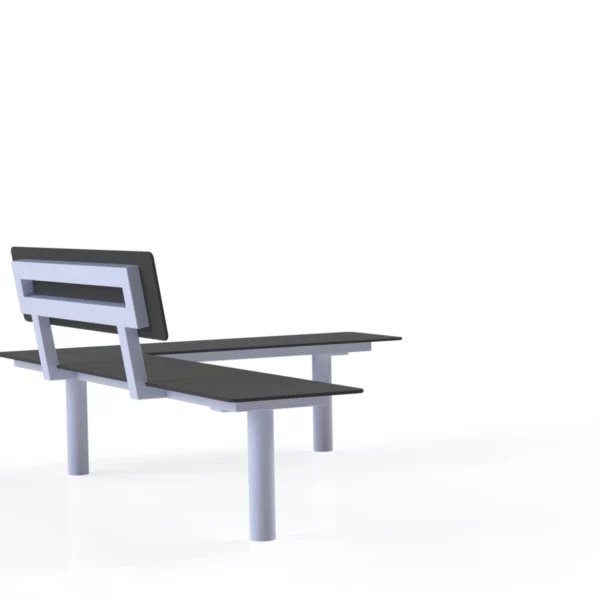 Modulare Eckbank Tibia HPL mit Rückenlehne aus Stahl und HPL im Außenbereich