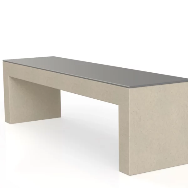 Moderne Betonbank mit HPL-Auflage in einer Parkanlage